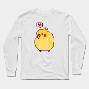 Happy Cockatiel with Red Heart Long Sleeve T-Shirt